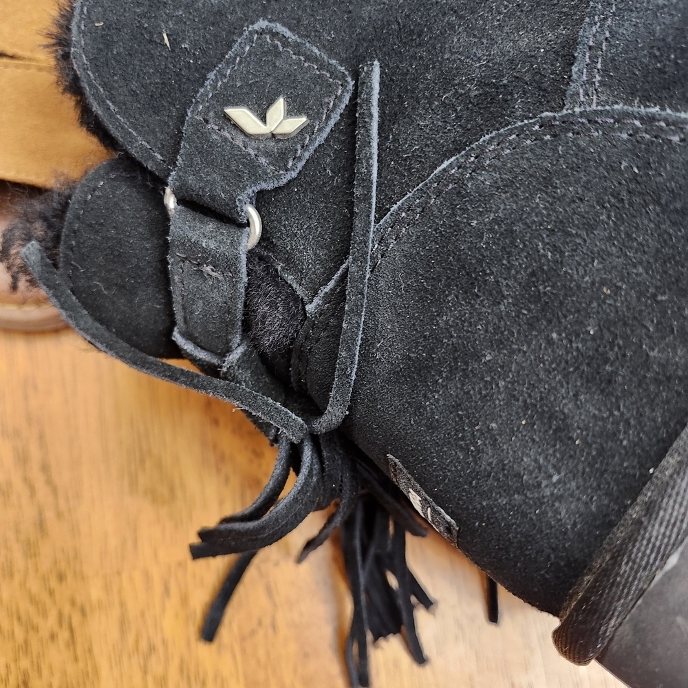Koolaburra Black Suede Fringe Booties